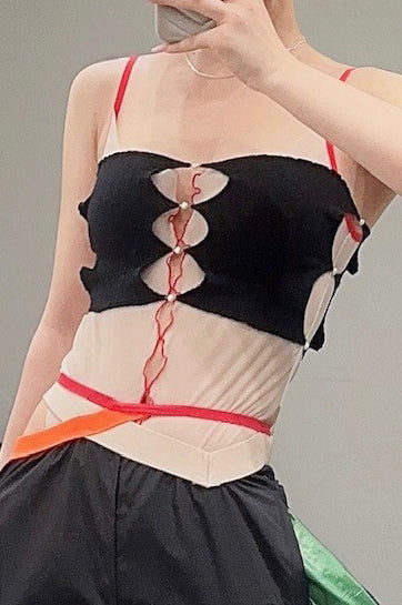 Rui Zhou Pearl Chain Tube Top Handmade Skin-friendly RUI-R008-AW20-HEI Black